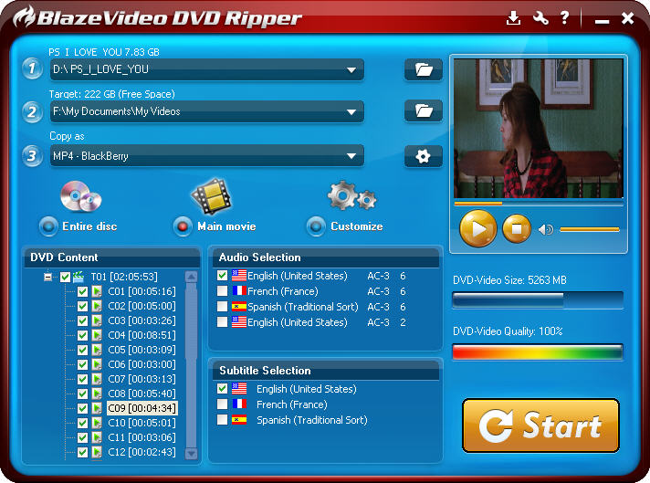 Click to view BlazeVideo DVD Ripper 2.0.4.4 screenshot